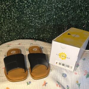 Yellow Box  Black and Tan Slide Sandals